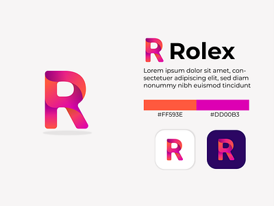 Rolex R Letter Logo Design Concept abstract logo brand identity colorful logo company logo creative logo gradient logo graphic design illustration logo design minimal logo modern logo r letter logo rolex logo