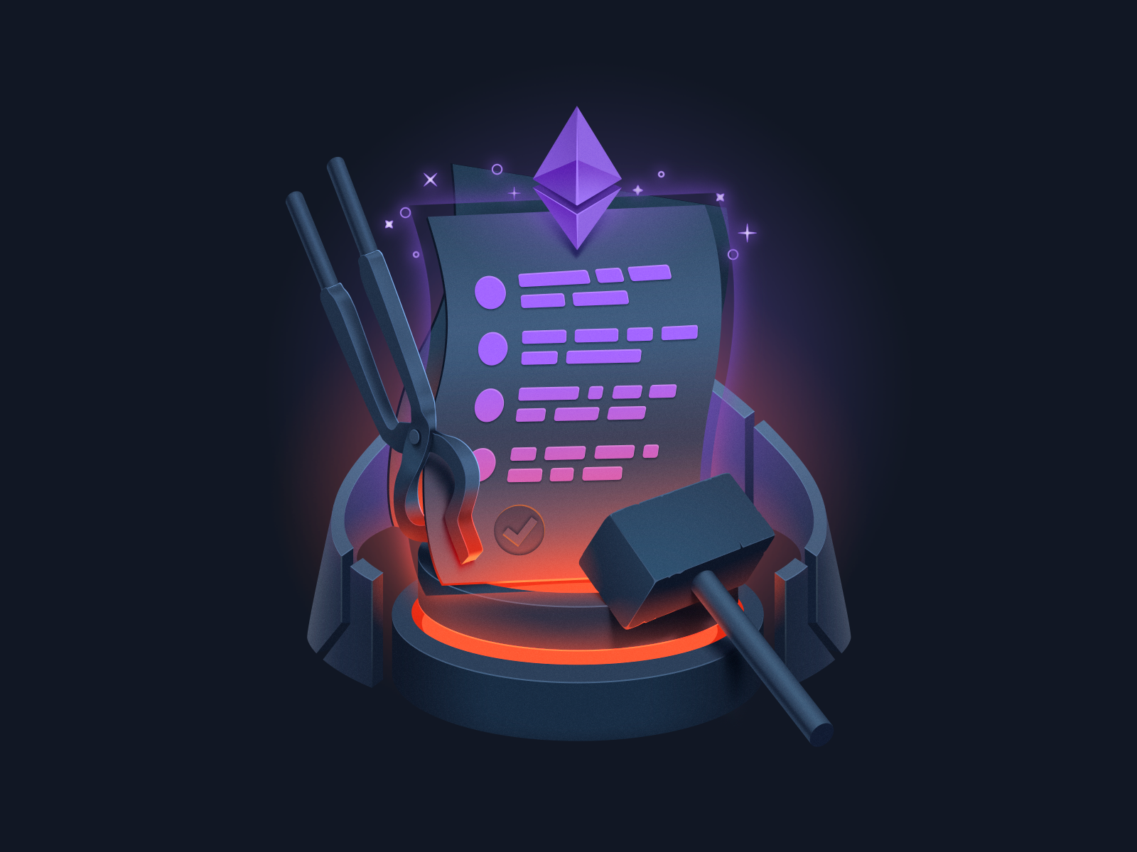 Smart contracts illustration contract crypto ethereum hammer icon icons illustration smart tongs