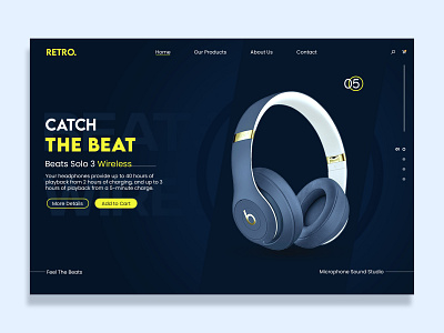 Headphone Website Header UI design billboards branding design flyer graphic design landing page best practices landing page examples landing page optimization landing page templates logo minimalist design poster signage social media post thumbnails typography ui ui design ux design web header