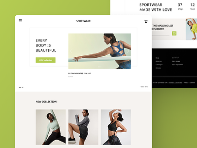 Sports Apparel Store concept design figma green home page light green main page sport sportswear ui ui design ux design website