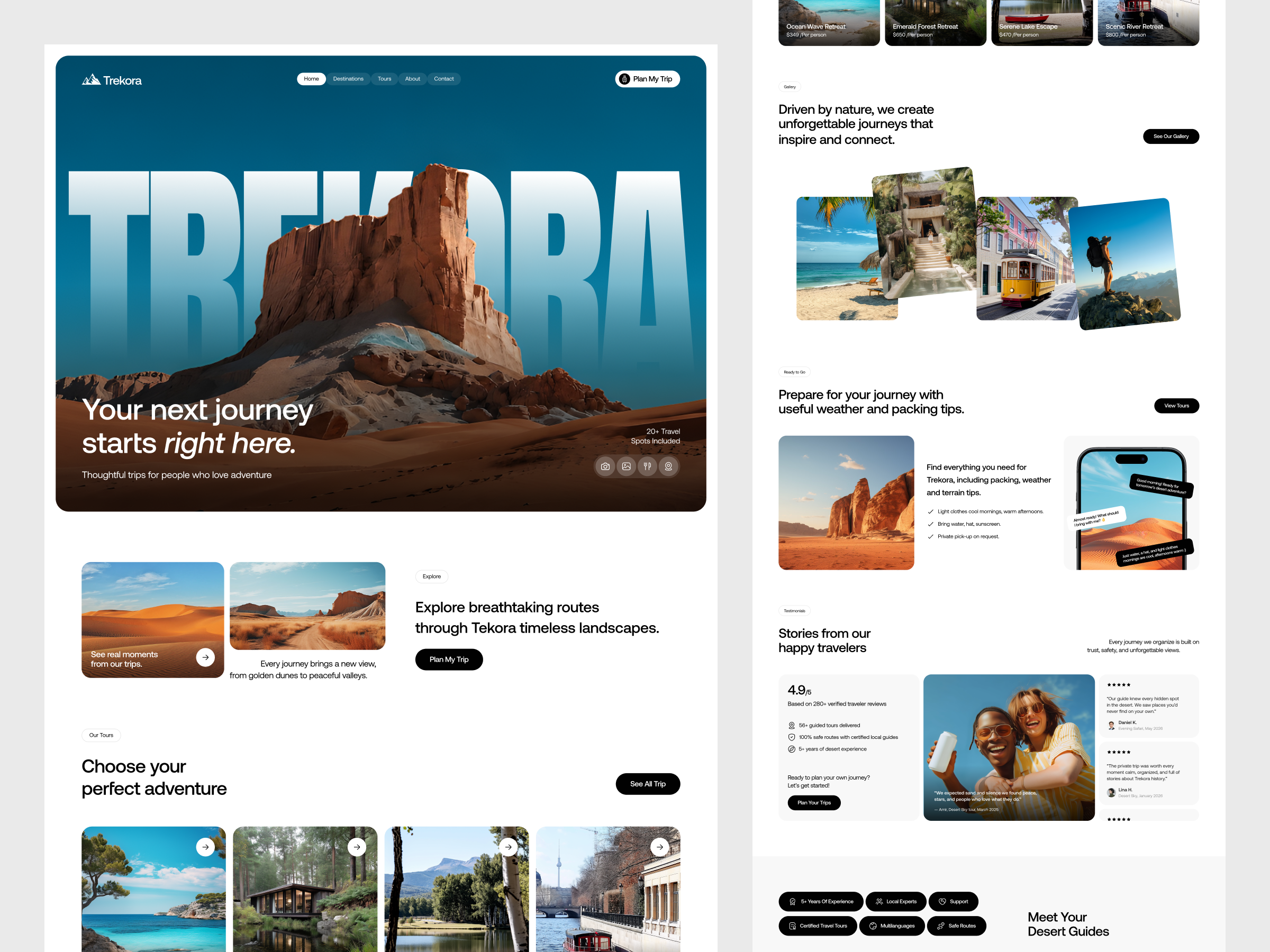 Trekora - Travel UI Design branding design landing page product design travel travel ui trekora ui user interface ux