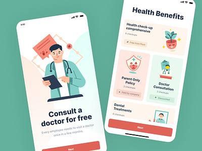 Plum Consult a Doctor Screen agency animation app design branding design graphic design healthcare icon iconography illustration marketing mobile mobile app mobile screens onboarding ui uiux design