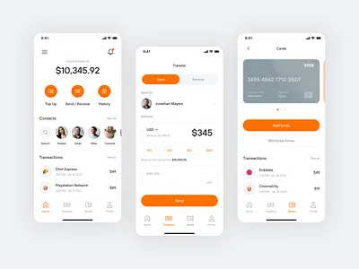 Finance Service - Mobile App app banking banking app black clean design figma finance finance app grey minimal mobile money orange poland sketch transfer money ui uiux ux