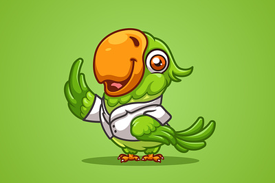 Parrot animal bird branding cartoon character design green illustration logo mascot parrot ui