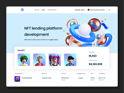 NFT lending platform nft lending page uiux web design