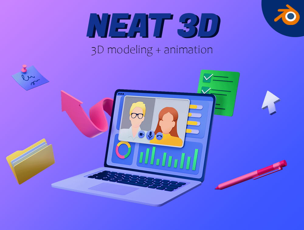 3D animated illustrations (Blender) 3d 3d animation blender modeling