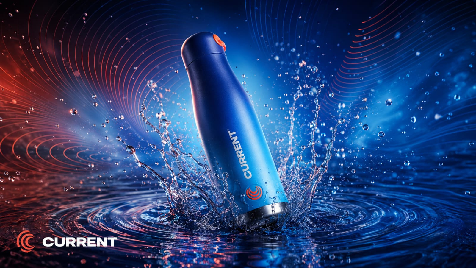 CURRENT — Insulated Water Bottle / Lifestyle & Motion 3d animation bottle brand brand designer branding creative creative director design graphic design illustration logo motion graphics ui vector water