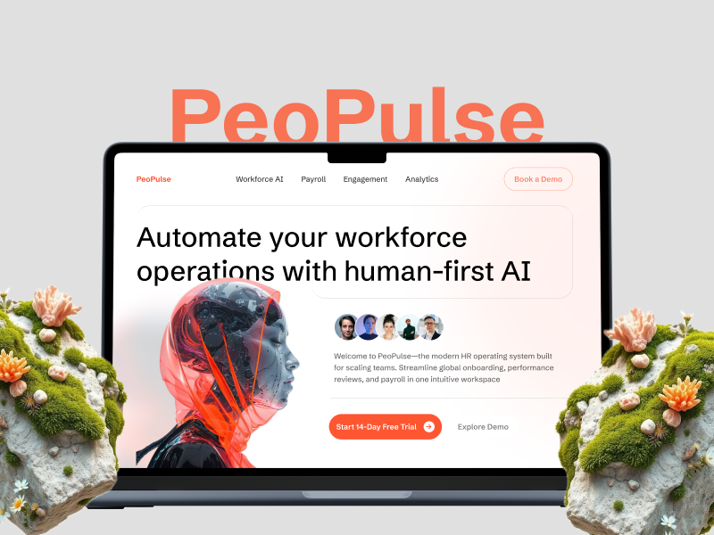 PeoPulse - AI SaaS Website Design Concept 3d website design ai web app ai website design automation website design design uiux figma figma design futuristic design hero section design modern hero section modern website design saas product saas website design typography ui ux