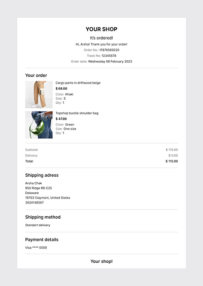 Daily UI 017 | Email Receipt check daily ui design email receipt order receipt