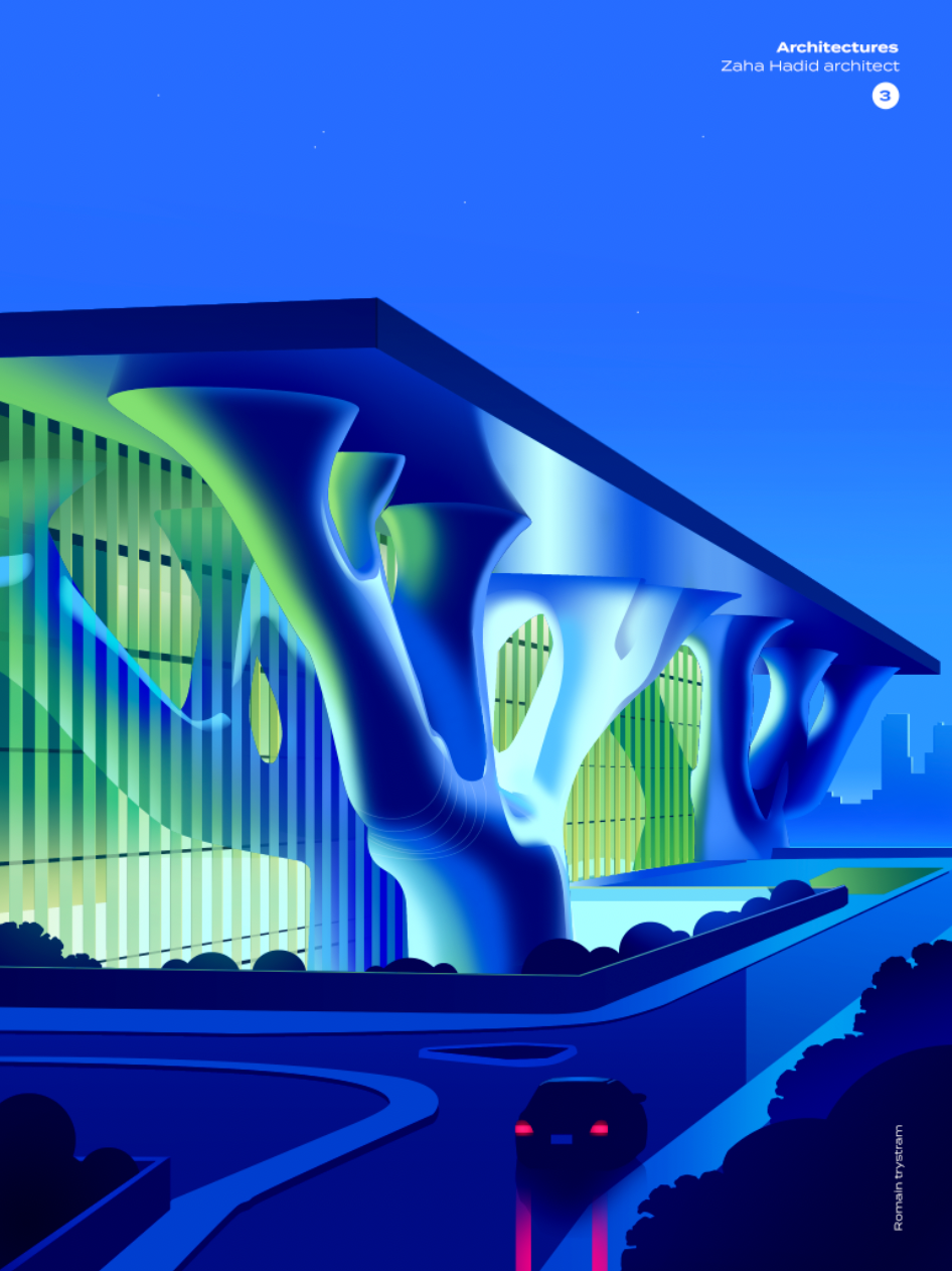 Zaha Hadid Architects architecture architectures editorial gallery illustration mood museum vector zahahadid