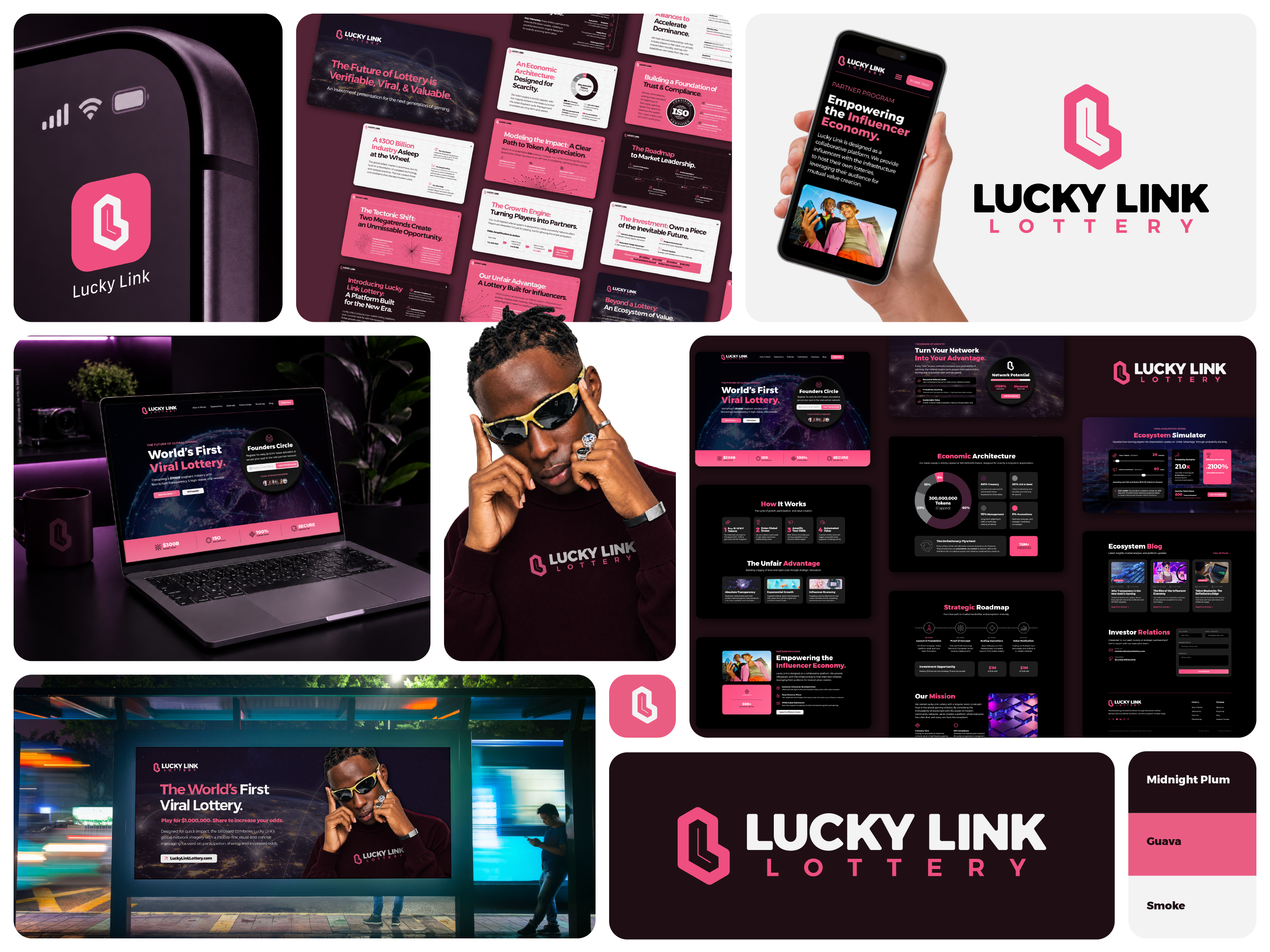 Lucky Link Lottery - Brand, Web & Visual Design art direction blockchain brand identity branding data visualization design gaming graphic design identity design interaction design logo logo design motion design pitch deck presentation design responsive design typography visual design website design