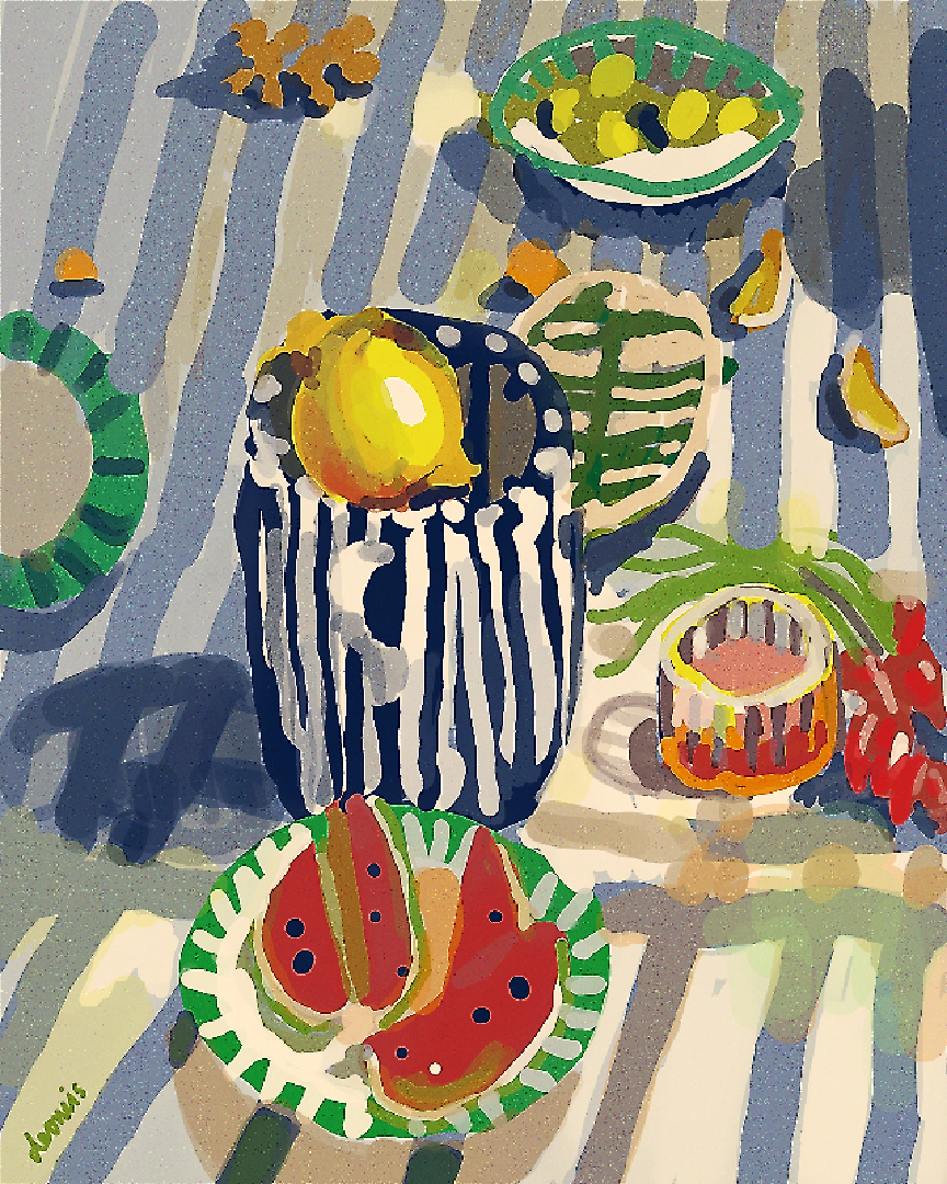 Fruits illustration impressionism noise painting pixel art round brush texture