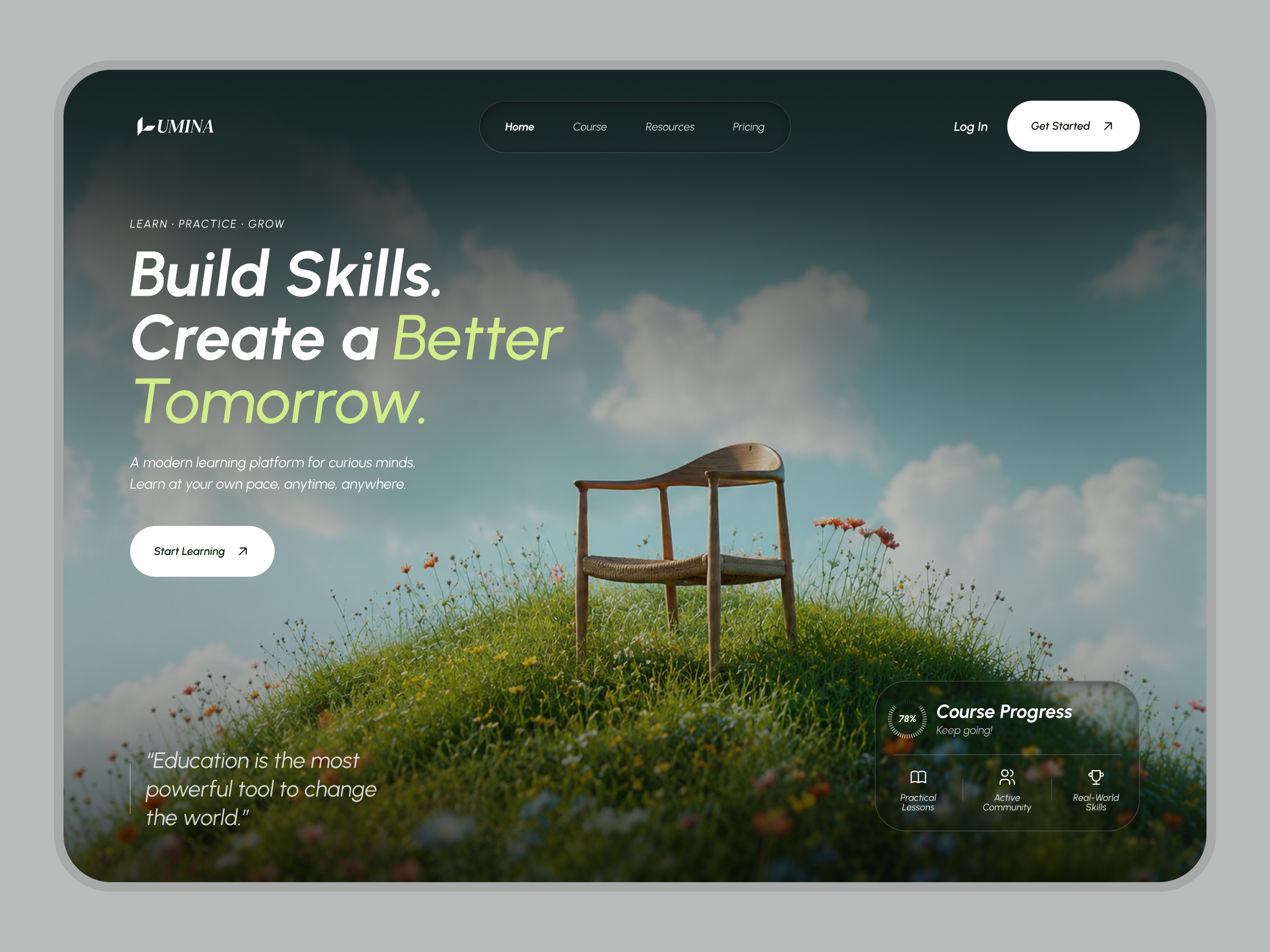 Lumina — Intelligent Education Landing Page Hero ai website creative website e learning edtech education figma hero section hero ui landing page learning platform ui ux web web design