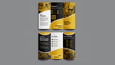 Business Trifold Brochure Design ads advertising brochure business duotone flyer graphic design layout design marketing simple trifold brochure