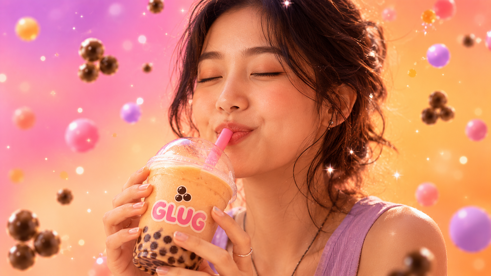 GLUG — Bubble Tea / Playful Lifestyle 3d animation brand branding coffee creative creative director design drink graphic design illustration logo motion graphics ui vector