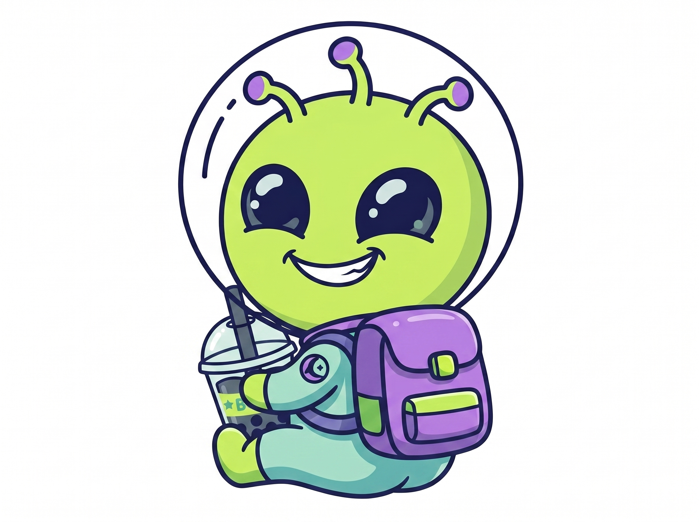 Boba-Powered Cosmic Explorer - Vector Mascot Character app mascot boba tea illustration branding mascot cartoon alien character concept character design chibi alien cute illustration digital art graphic design icon design minimalist vector modern mascot playful illustration pose sheet sci fi vector space explorer sticker design vector art vector mascot