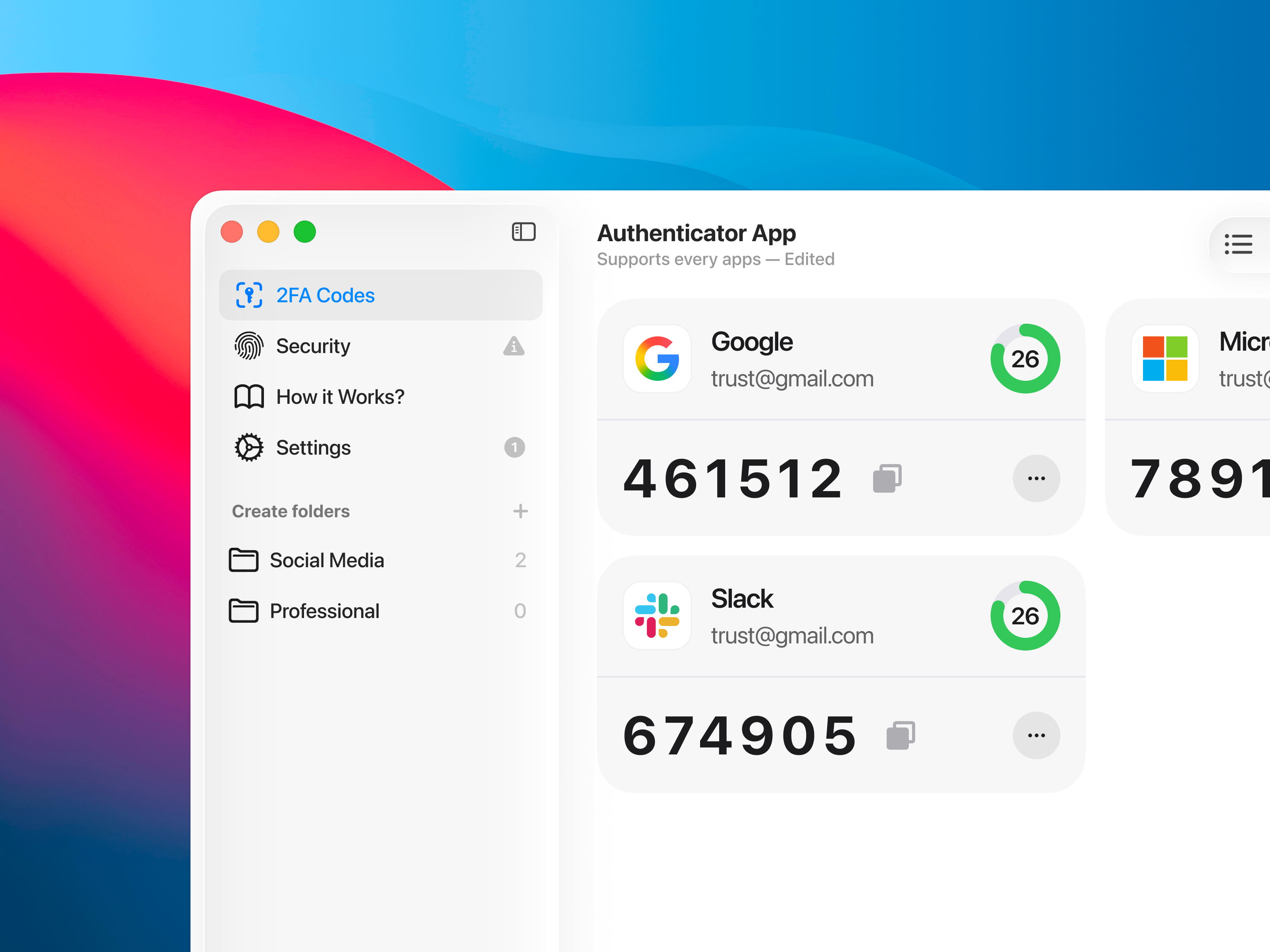 Native 2FA App for macOS 2fa app design appledesign authenticator dashboard designsystem desktopapp interfacedesign macos nativedesign open compose product designer productdesign productdesigner saas security sujat sayyed ui ux webdesign