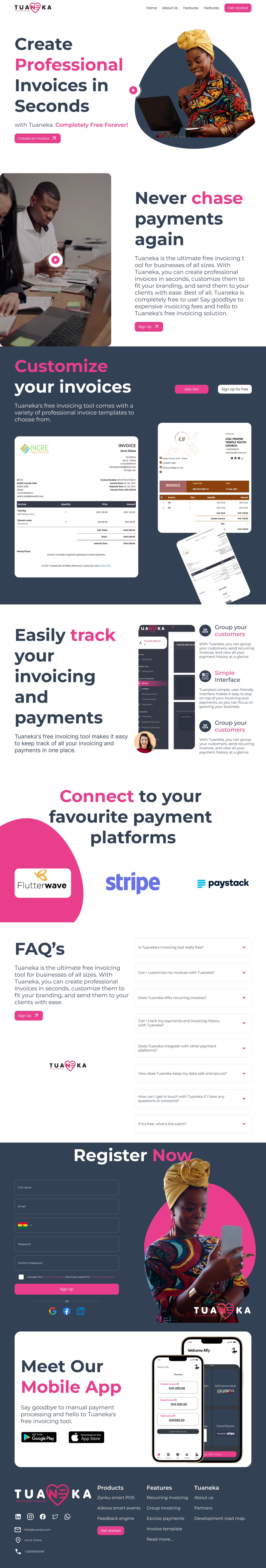 Landing page design for an invoicing software 3d animation branding design graphic design logo minimal motion graphics saas design ux