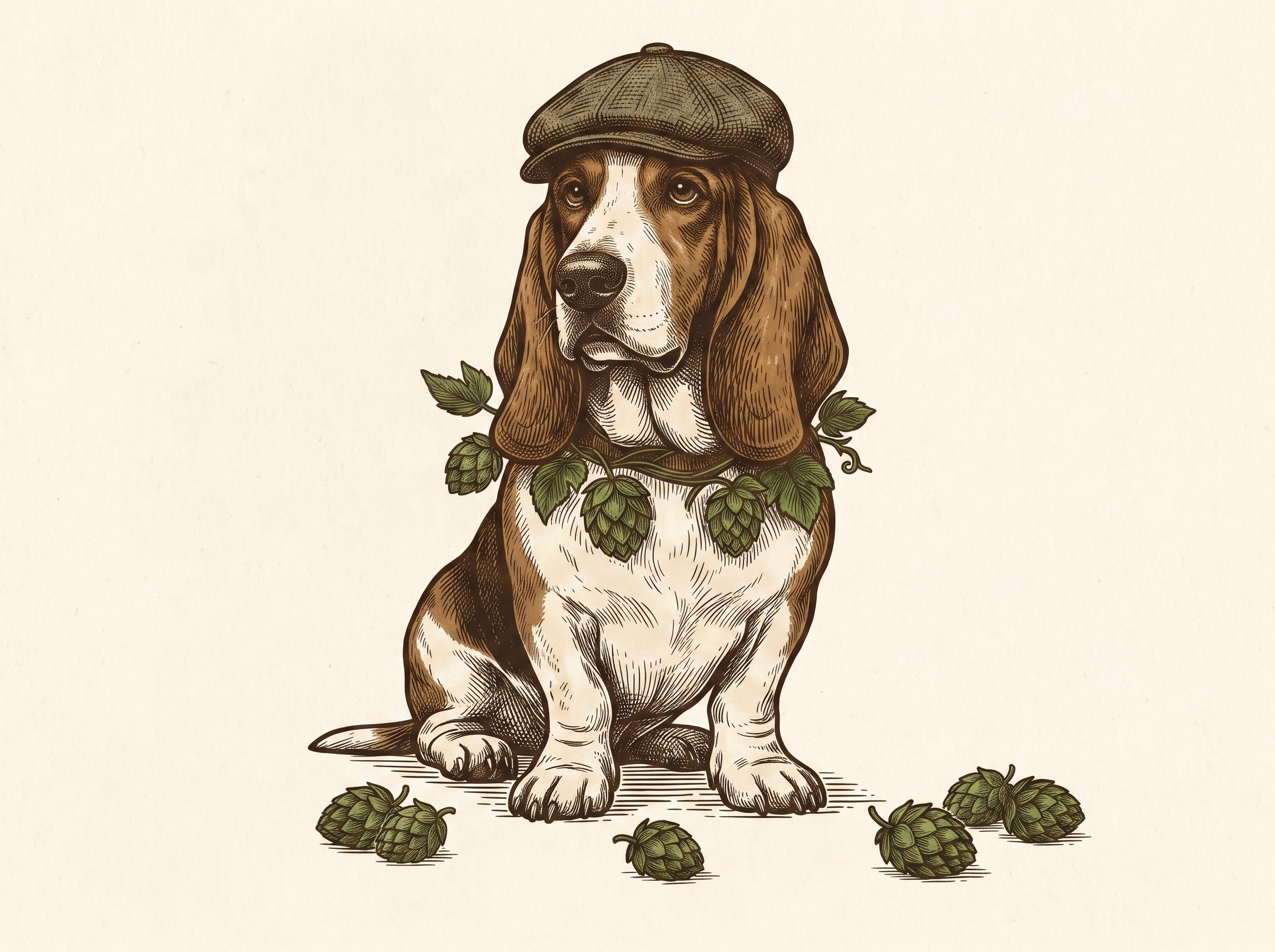 Hops Hound Brewery - Craft Beer Brand Identity & Mascot Design animal mascot badge logo beer packaging brand identity branding presentation brewery branding character design craft beer custom typography graphic design illustration logo design mascot design merchandise design packaging design rustic design vector art vector illustration vintage branding visual identity
