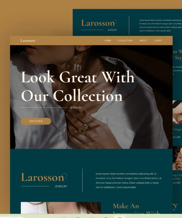Larosson Aesthetic Jewelry Landing Page Figma 3d animation branding design graphic design illustration logo motion graphics ui vector