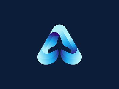 A + Plane logo a logo blue logo branding colorful kareem alaa letter mark logo monogram plane travel كريم علاء