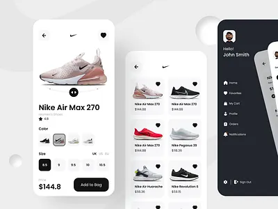 Nike Shoes - App Design Concept app clean concept design ecommerce minimal mobile app nike nike air shoes product design shoes shop ui ui design ux