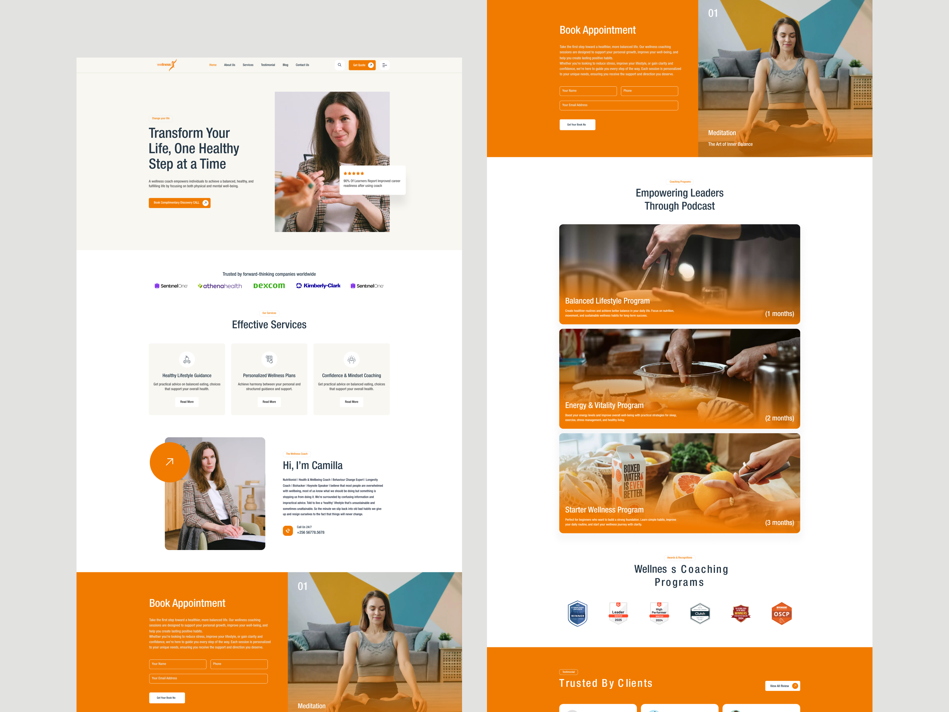 Healthcare & Wellness Coaching Website Design book appointment exercise healthy improve your lifestyle improve your well being movement or gain clarity and confidence