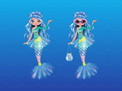 Rainbow mermaid 2d beautiful cartoon character costume design doll dress fashion game girl illustration makeup mermaid packaging princess toy vector