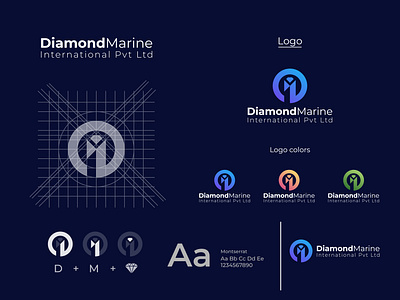 Diamond Marine logo branding brand branding design dimon logo dm logo graphic design illustration logo typography ui ux vector