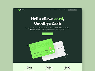 eSewa Card Concept Website apple pay card credit card debit card digital payment esewa finance green landing page nepal pay payment paypal ui wise