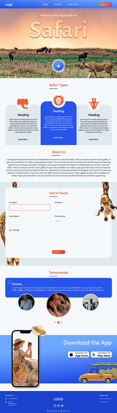 Safari branding figma landing page photoshop