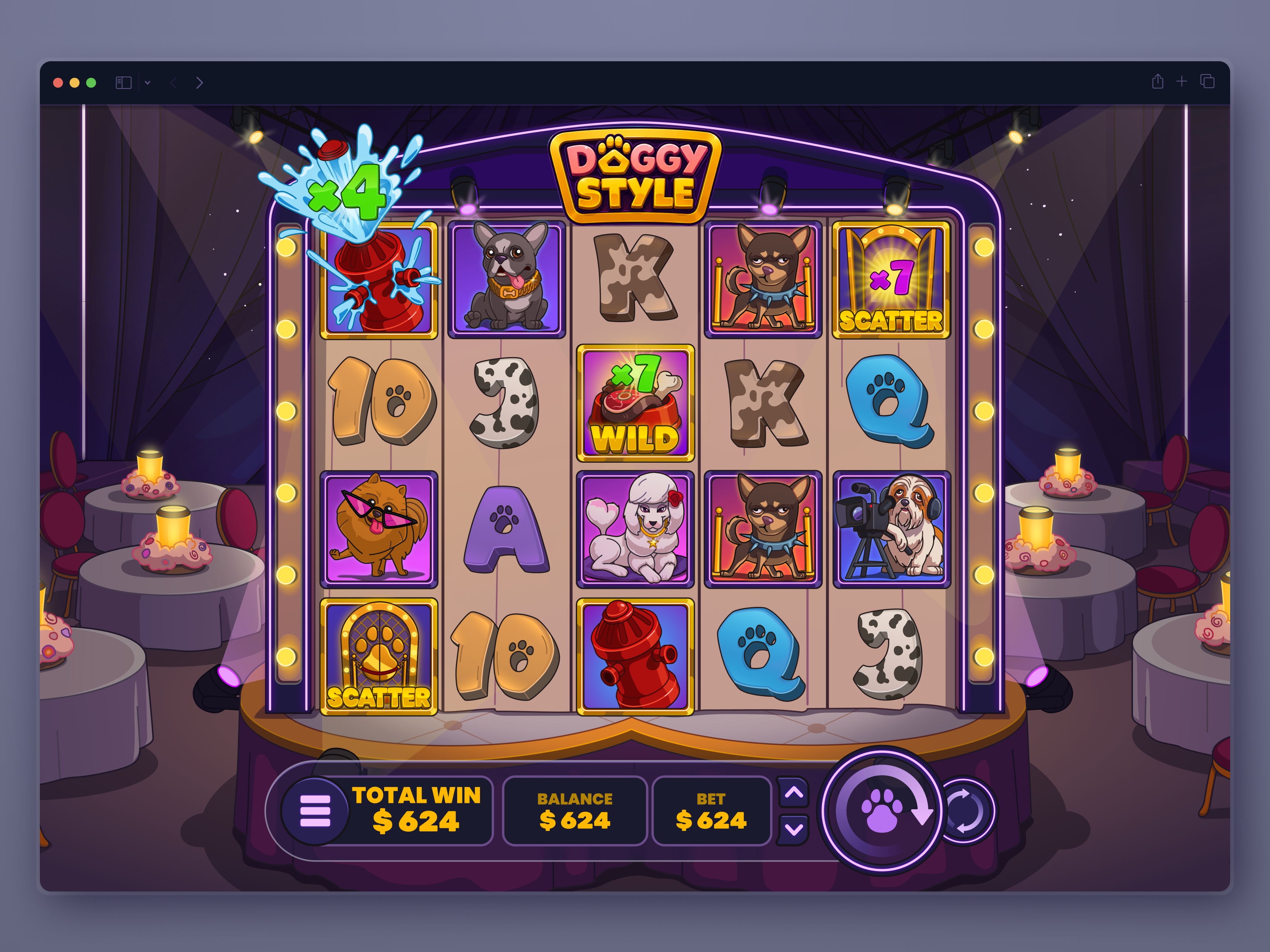 Slot Game (Art) 2d game art casino game character design cute dog dog dog mascot dogs game art game design game ui illustration puppy slot game slot machine