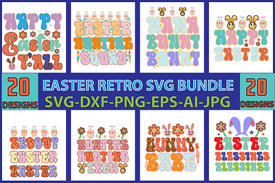 Easter Retro SVG Bundle graphic design