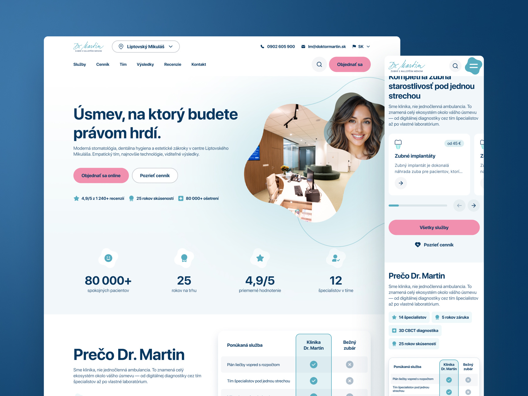 Dr. Martin - Landing Page dental clinic dentist landing page slovak ui ux website