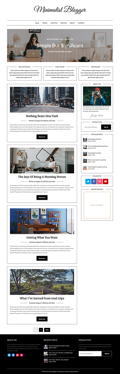 Minimalist Blogger - A free Blog Theme for WordPress blog blogger blogging clean minimalist responsive simple template theme unique website wordpress writer writing
