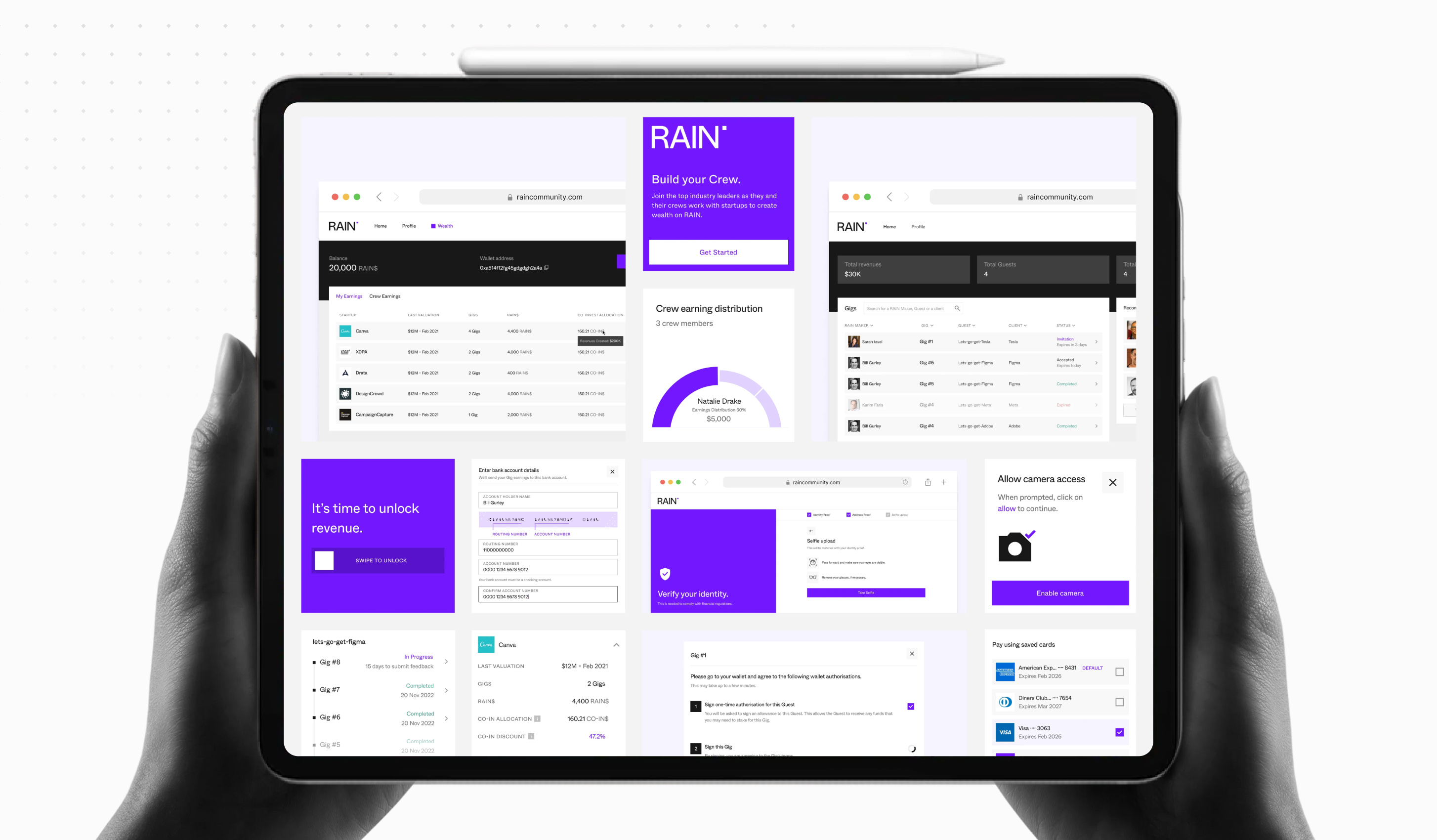 RAIN art direction blockchain branding design design system fintech illustration ui ux visual design