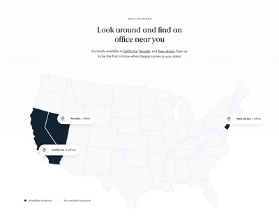 Gaspar - Locations company locations locations map ui uiux web design website website design