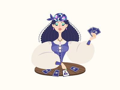 Fortune teller 2d card cartoon character character design esoteric forecast fortune teller future teller girl graphic design gypsy illustration occult taro taro cards vector witch