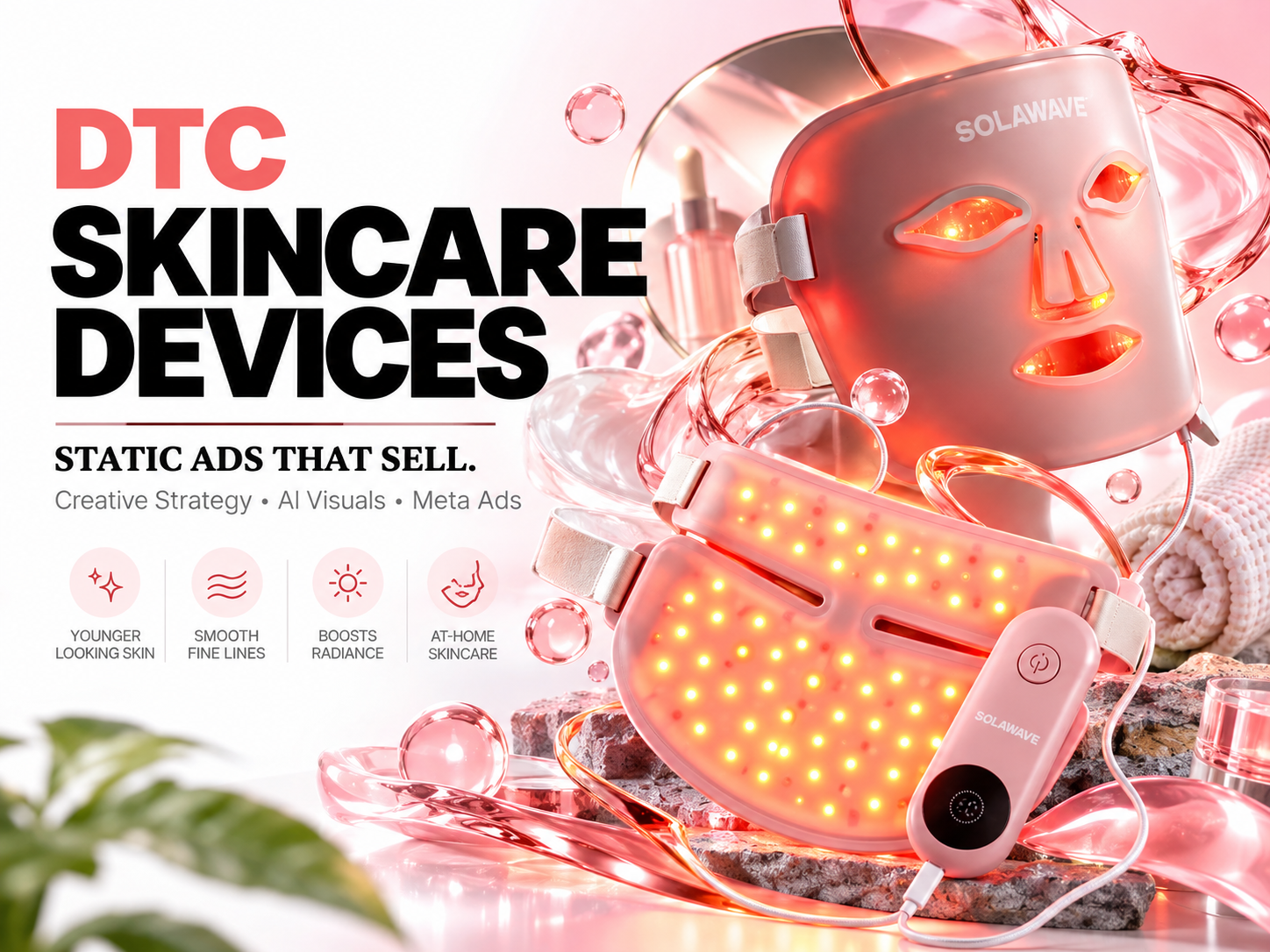 DTC Skincare Devices | Meta Static Ads That Sell ad creative ad design beauty advertising beauty devices creative strategy digital advertising direct response dtc ecommerce facebook ads graphic design instagram ads meta ads performance creative performance marketing product advertising skincare skincare ads social media ads static ads