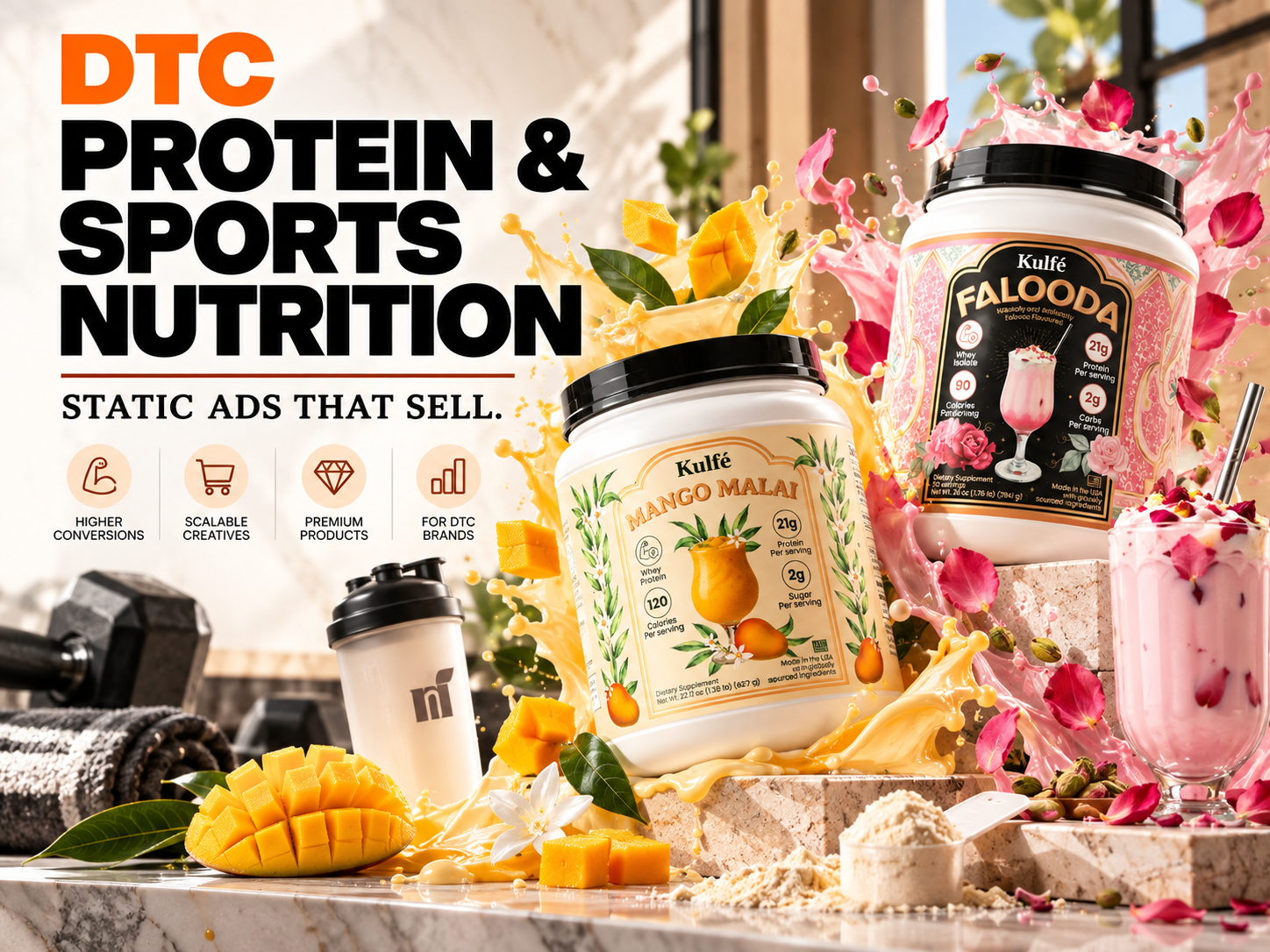 DTC Protein & Sports Nutrition | Meta Static Ads That Sell ad creative ad design creative strategy digital advertising direct response dtc ecommerce facebook ads fitness fitness advertising instagram ads meta ads performance creative performance marketing protein protein supplements social media ads sports nutrition static ads supplement ads