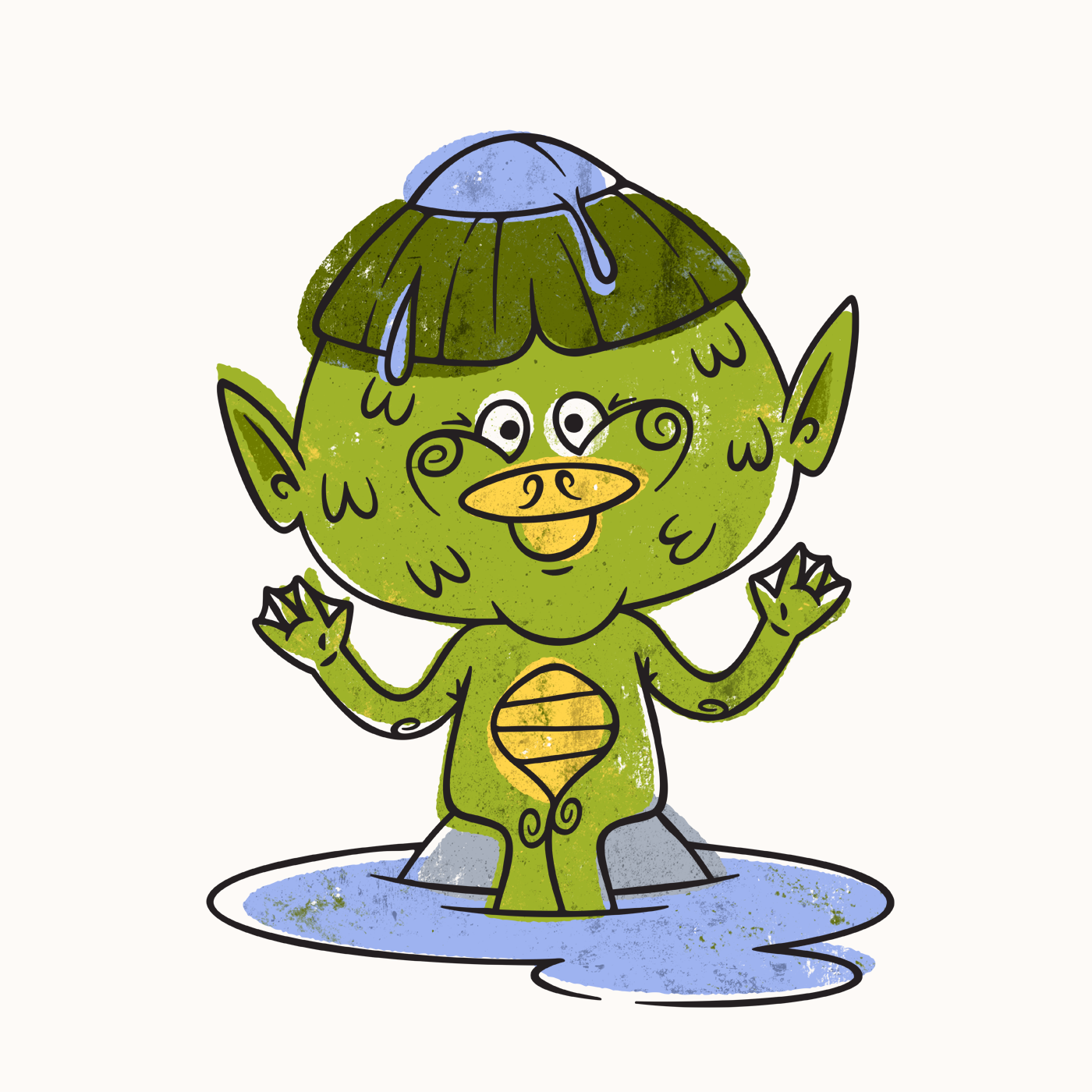 YOKAI: KAPPA aquatic caricature cartoon character creature folklore funny illustration japanese kappa lineart mystical texture vector yokai