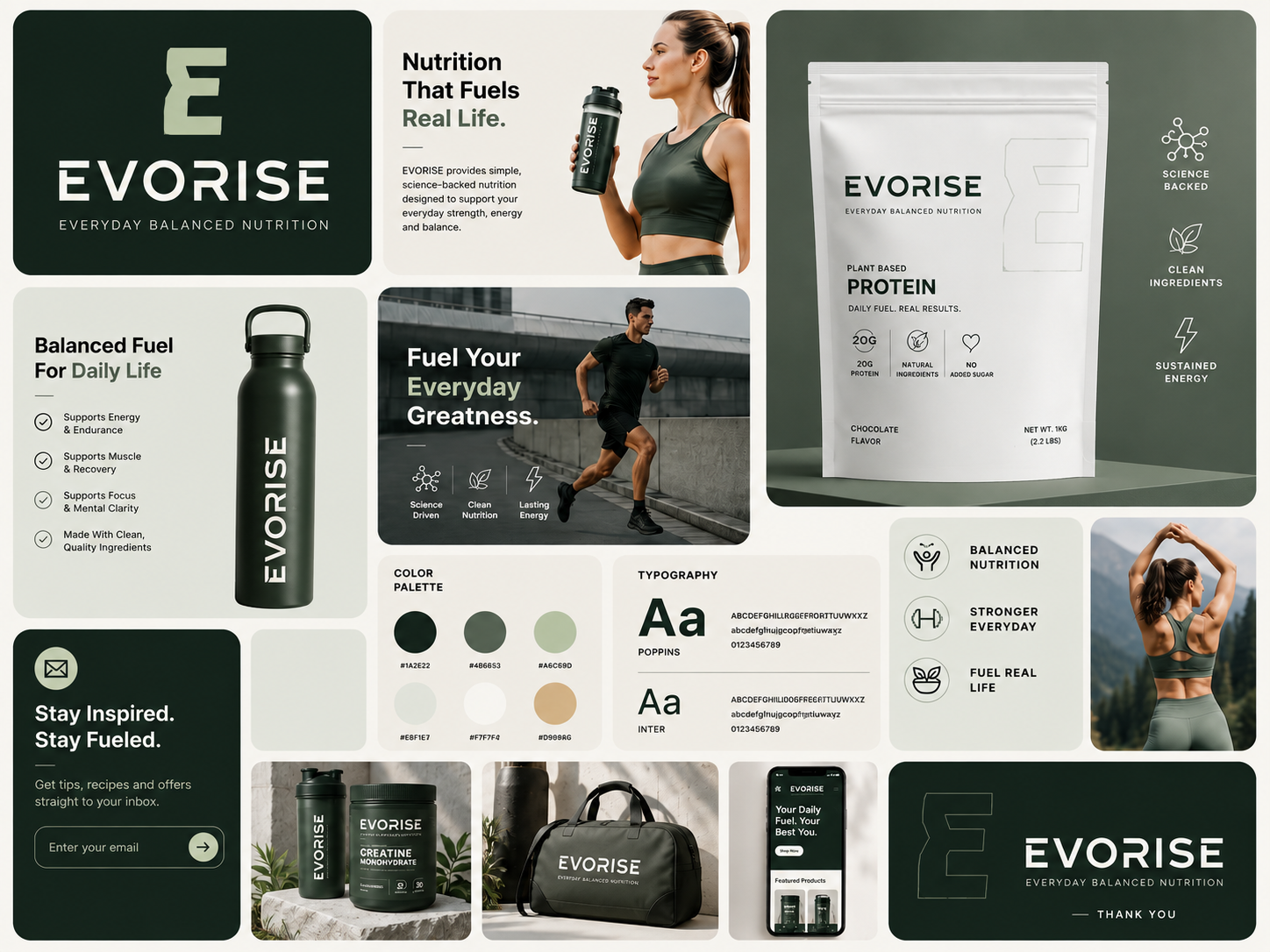 EVORISE — Fitness Nutrition Brand Identity & Packaging EVORISE art direction brand design brand identity branding fitness brand fitness branding health branding logo logo branding logo design minimalist branding nutrition branding packaging design premium branding product branding sports nutrition supplement branding typography visual identity wellness branding