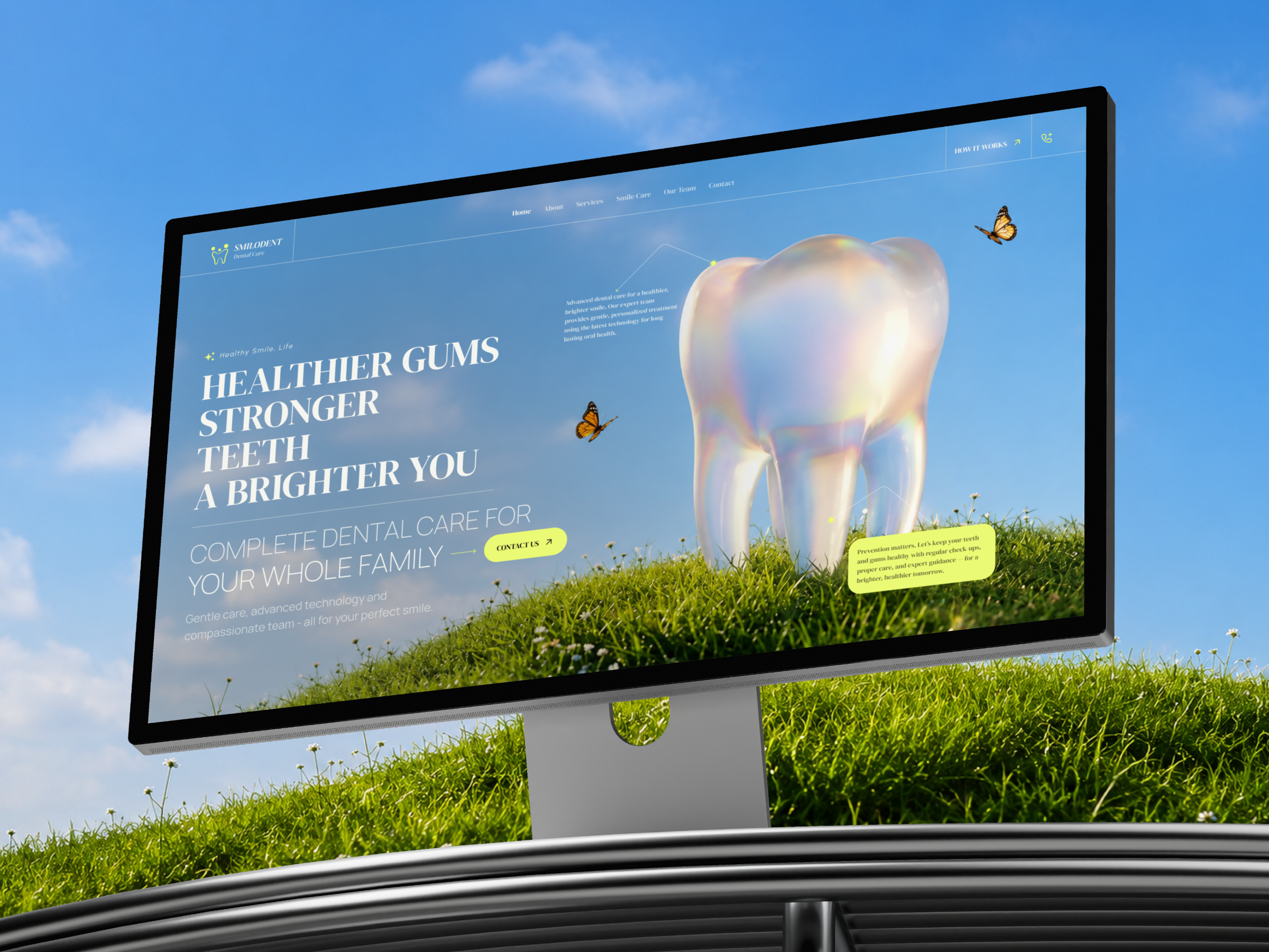 SMILODENT — Dental Care Website UI Design 3d design booking website design dental dental care dental clinic dental clinic website ui dental service website dentist doctor appointment web design healthcare healthcare ui healthcare website landing page medical ui smile care ui ux web design inspiration