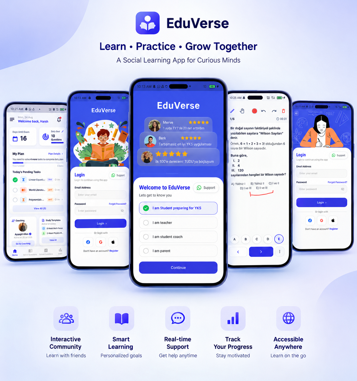 Example of EduVerse — Social Learning & Exam Preparation App