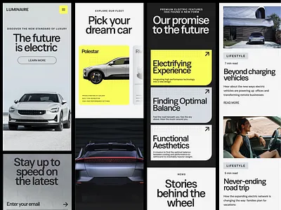 EV Landing Page Concept - Mobile design digital electric vehicle ev landing page minimalist mobile relume typography ui web