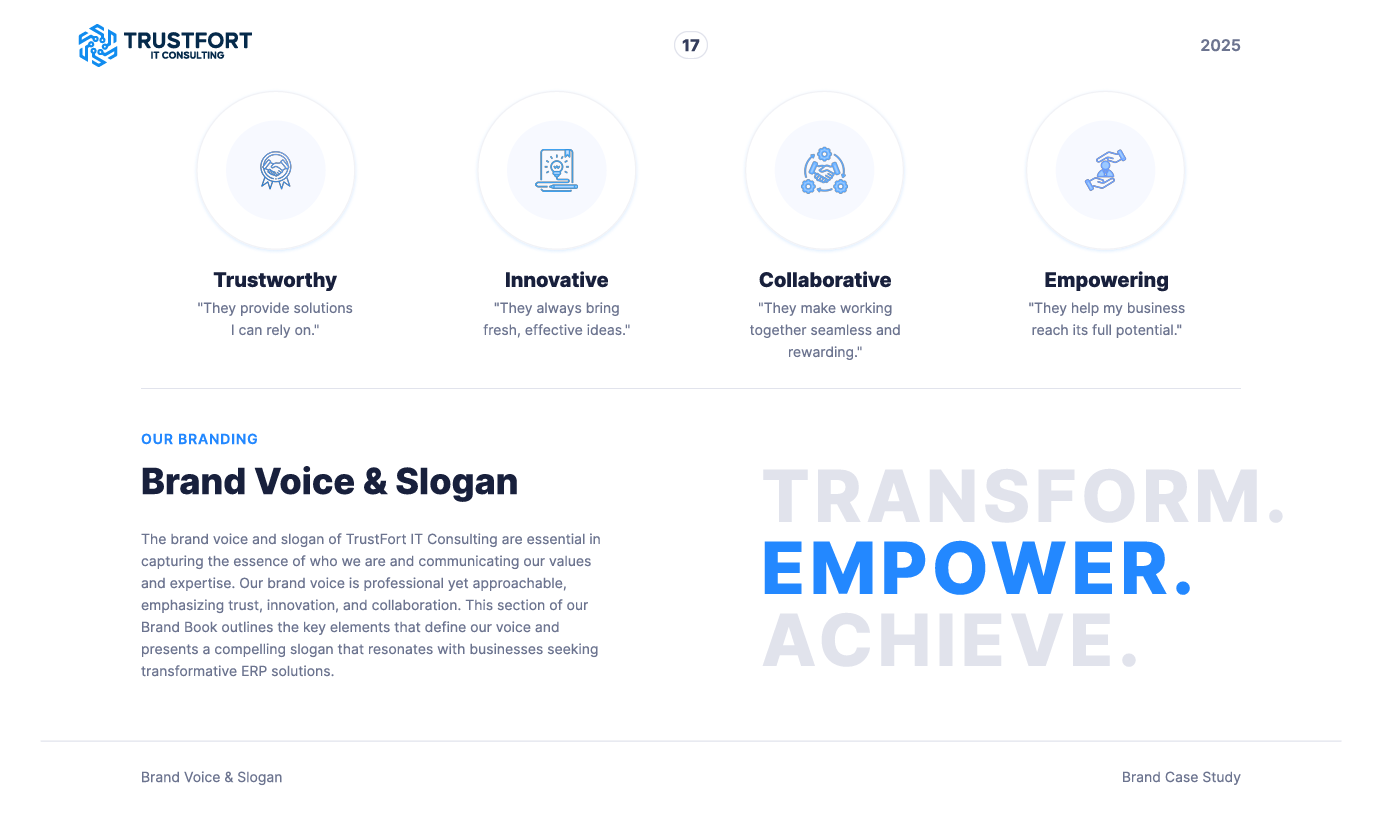 Brand Case Study TrustFort IT Consulting brand case study brand style guide branding branding design business logo custom logo design logo