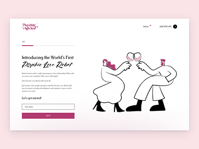 Psychic Advice Website Header branding clean color design header headerdesign illustration landing minimal pink psychic site typography ui ux uxui uxuidesign vector web