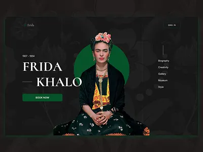 Home page_artist's web-site art artist web site design frida khalo home page landing page start page ui web design web site