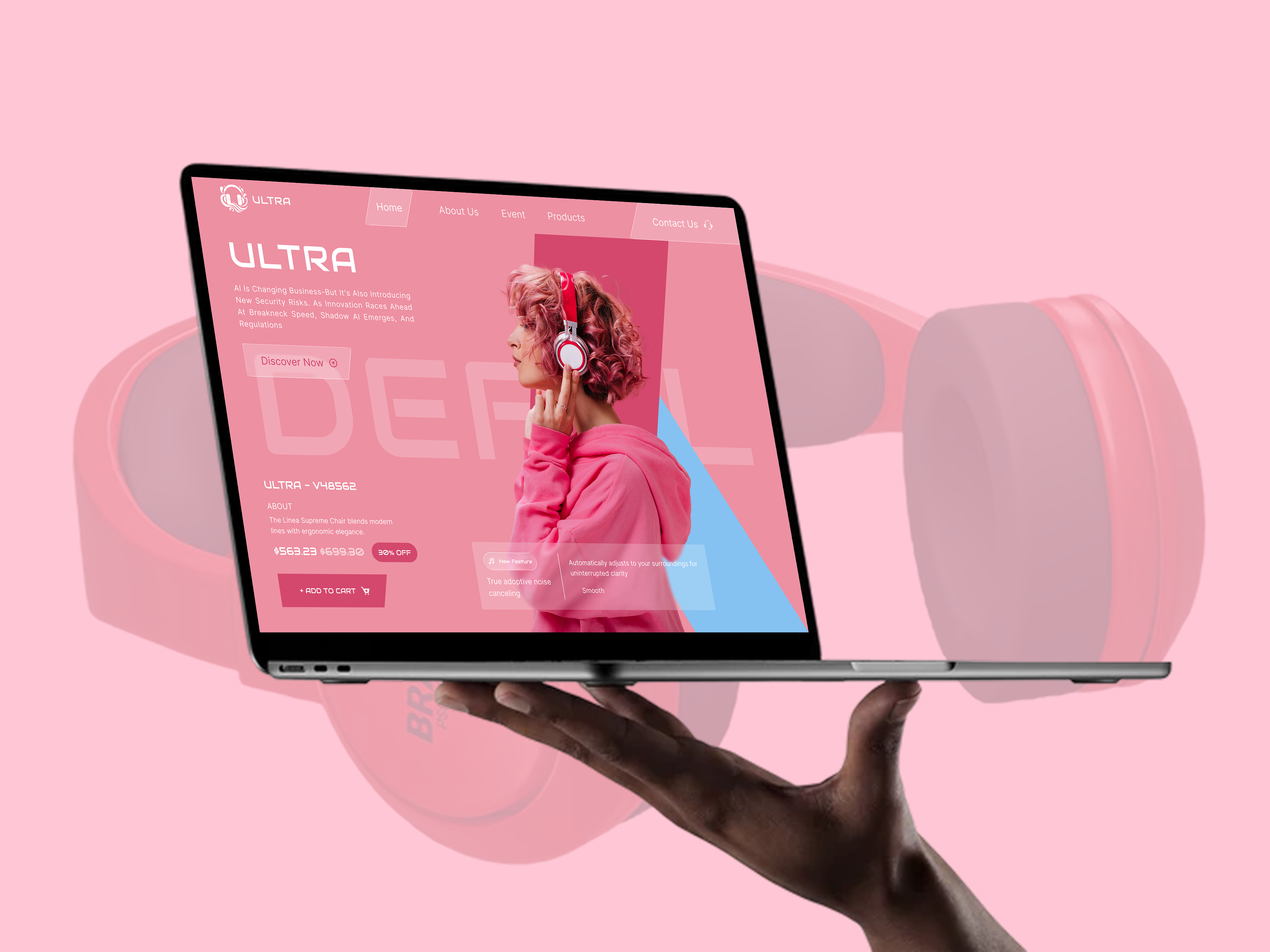 Ultra Headphone E-Commerce Landing Page audio product creative ui dribbble design e commerce design e commerce ui futuristic design headphone design headphones landing page modern ui premium product product landing page product page ui design ux design visual design web design website design