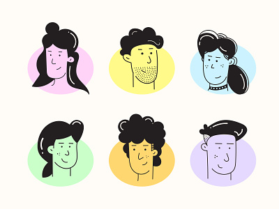 Floating heads character character illustration characters colorful drawing faces floating floating heads hand drawn heads illustration